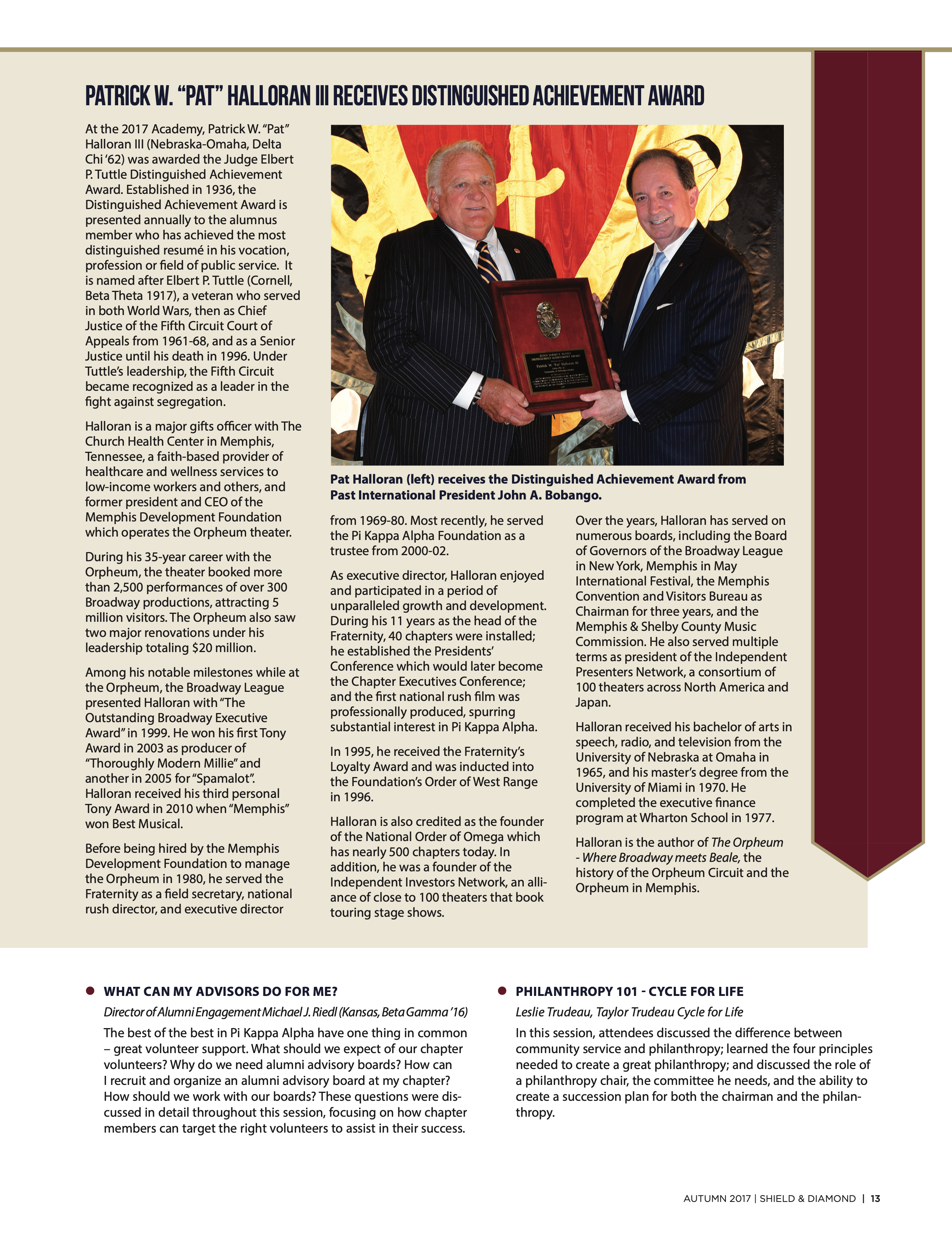 Patrick W. "Pat" Halloran III Receives Distinguished Achievement Award